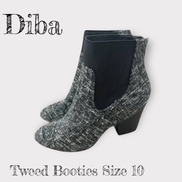 ✨👢 NWOT: DIBA Tweed Ankle Boots -- Size 10 👢✨ - Picture 1 of 5